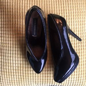 Steve Madden Luxe Patent Black Bootie Heels